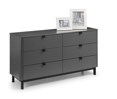 Chloe 6 Drawer Wide Chest - Storm Grey/Black