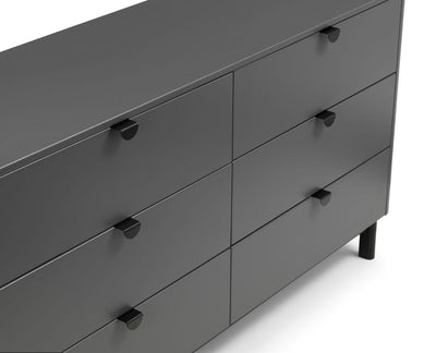 Chloe 6 Drawer Wide Chest - Storm Grey/Black