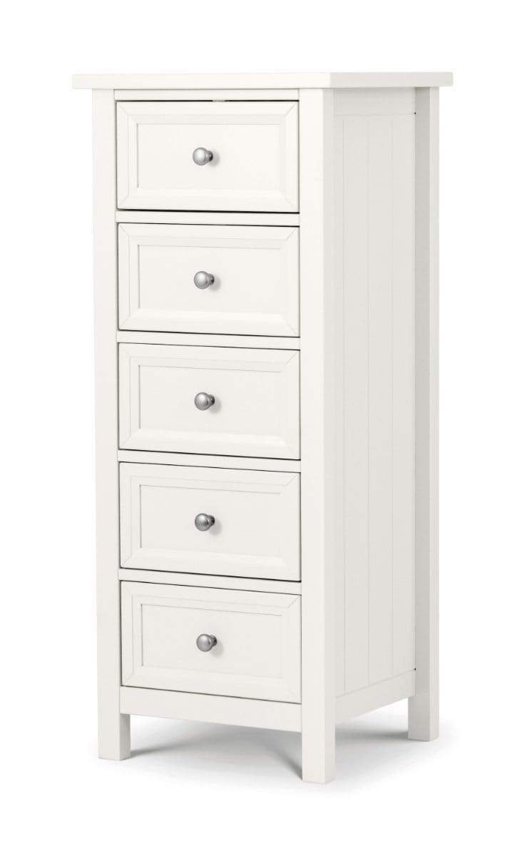 Maine 5 Drawer Tall Chest - Surf White