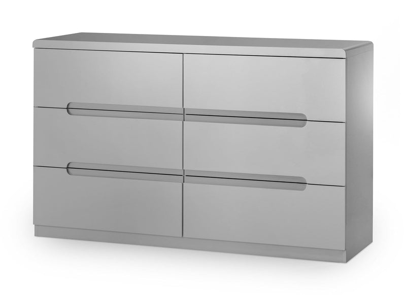 Manhattan 6 Drawer Wide Chest - Grey