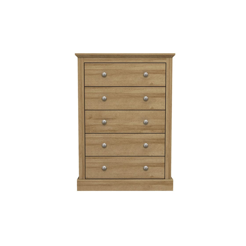 Devon 5 Drawer Chest Oak