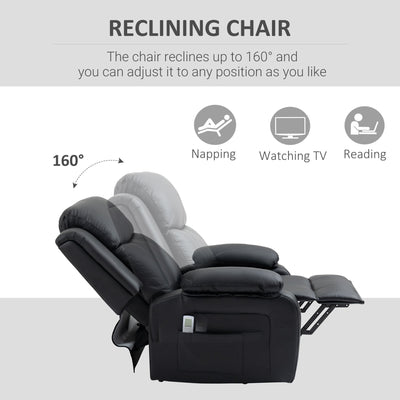 HOMCOM Electric Power Lift Recliner Chair Vibration Massage Reclining Chair with Remote Control and Side Pocket, Black