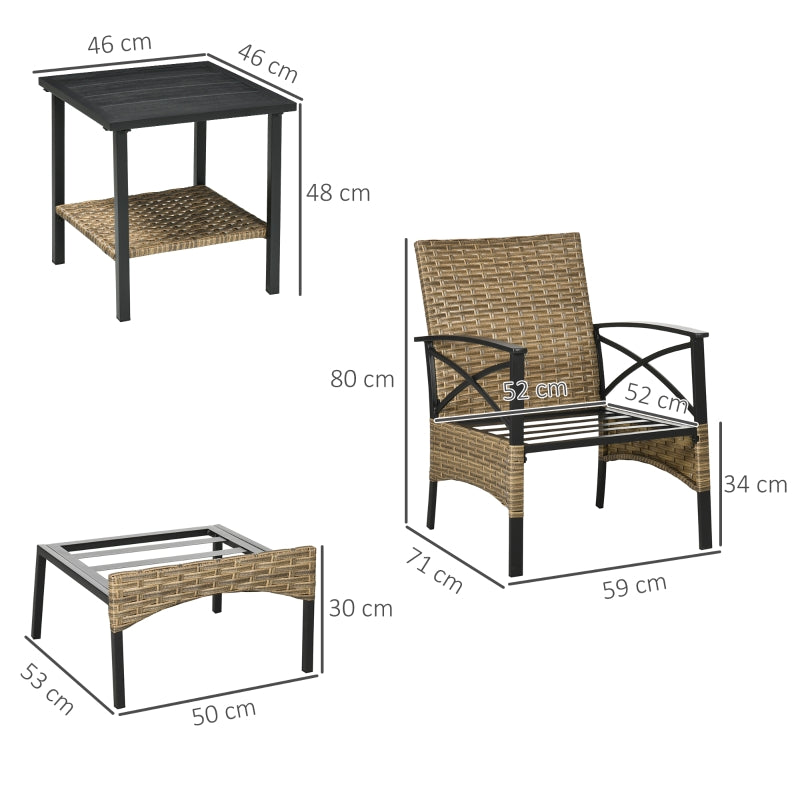 5 PCs PE Rattan Garden Furniture Set- Grey