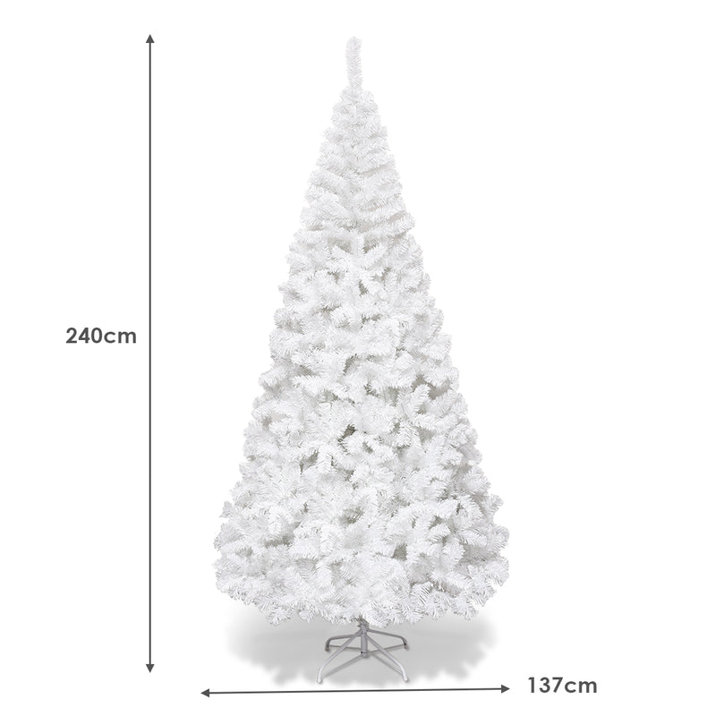 5/6/7/8 Feet White Artificial Christmas Tree with Metal Stand-8 ft