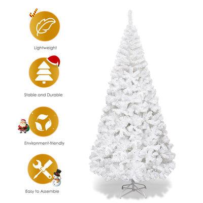 5/6/7/8 Feet White Artificial Christmas Tree with Metal Stand-8 ft