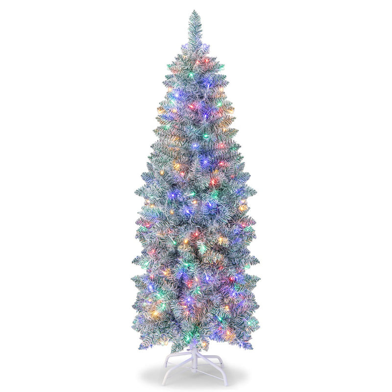 150/180 cm Slim Pencil Christmas Tree with 343/475 Branch Tips and 190/250 Colorful LED Lights-150 cm