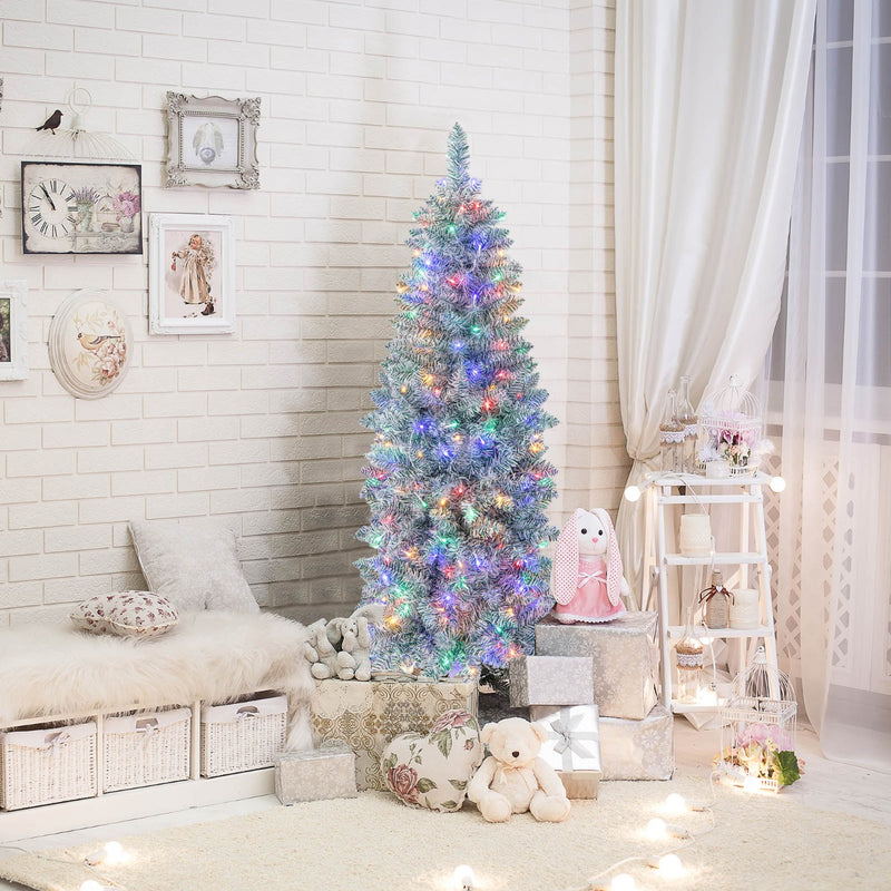 150/180 cm Slim Pencil Christmas Tree with 343/475 Branch Tips and 190/250 Colorful LED Lights-150 cm