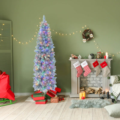 150/180 cm Slim Pencil Christmas Tree with 343/475 Branch Tips and 190/250 Colorful LED Lights-180 cm