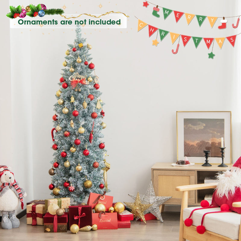 150/180 cm Slim Pencil Christmas Tree with 343/475 Branch Tips and 190/250 Colorful LED Lights-180 cm