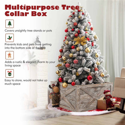 Christmas Tree Box Stand with Hook and Loop Fasteners-Grey-L