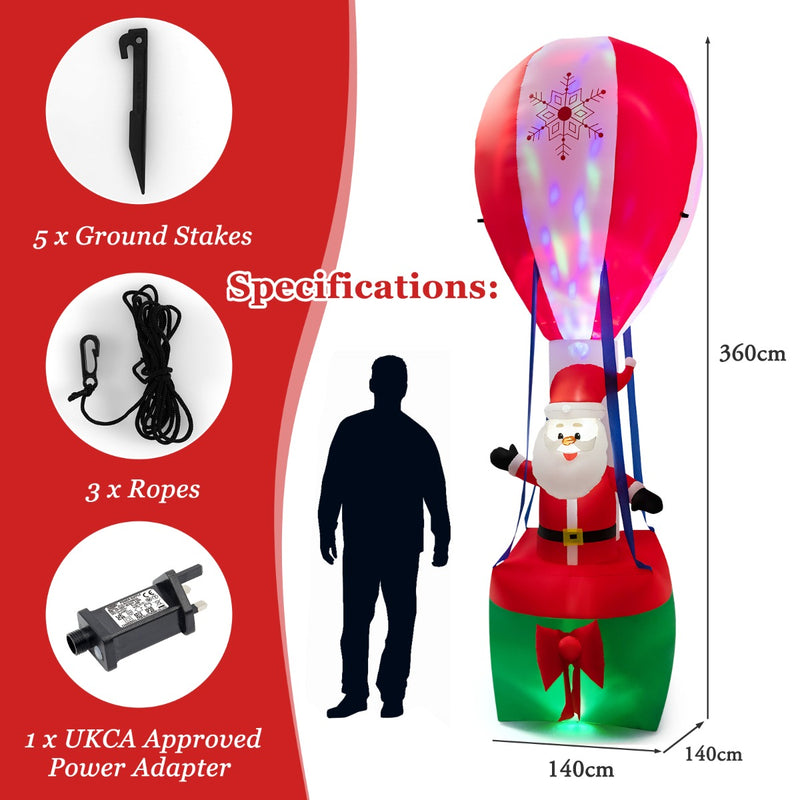 360 cm Inflatable Christmas Decoration Hot Air Balloon and Santa Claus