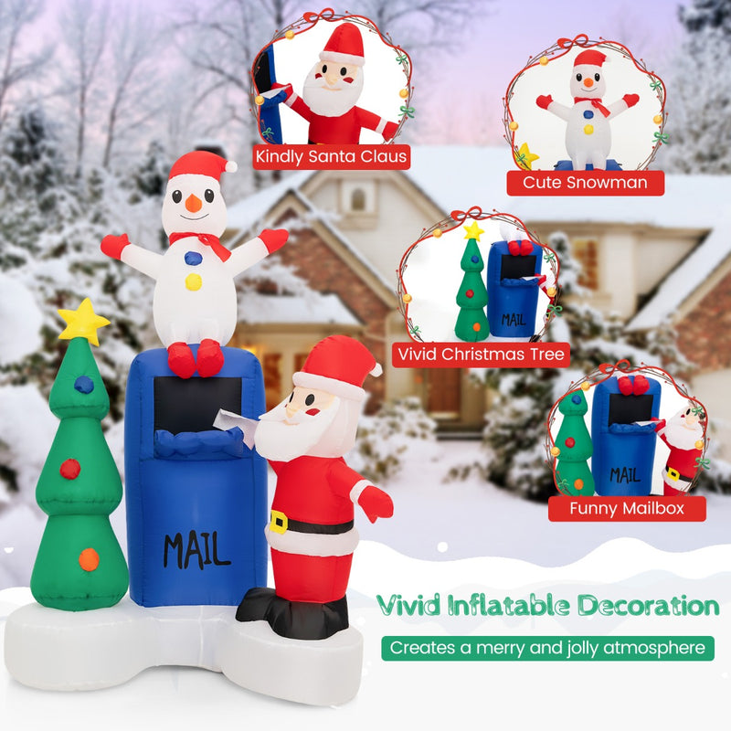 185 CM Christmas Inflatables Lighted Mailbox Santa Claus