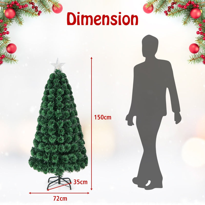 Árbol de Navidad de 150 CM/180 CM con puntas de ramas de PVC y luces LED - 150 cm