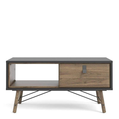 Ry - Coffee table with 1 drawer - Matt Black Walnut