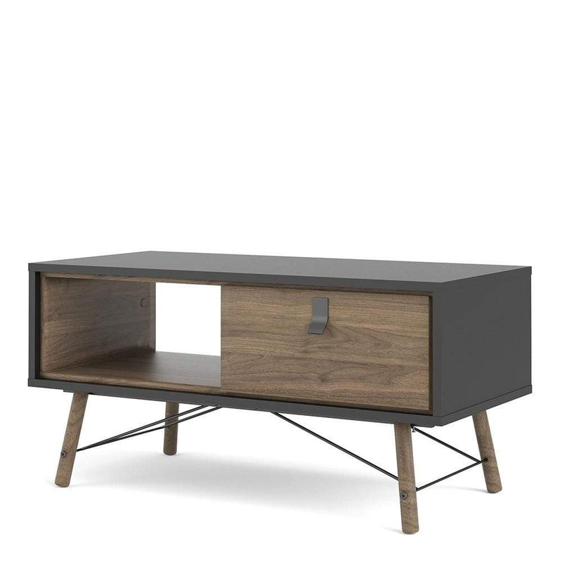 Ry - Coffee table with 1 drawer - Matt Black Walnut