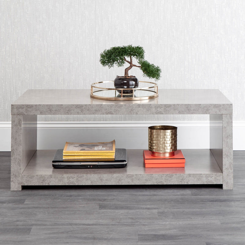 Bloc Coffee Table With Shelf Concrete