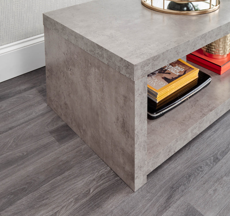 Bloc Coffee Table With Shelf Concrete