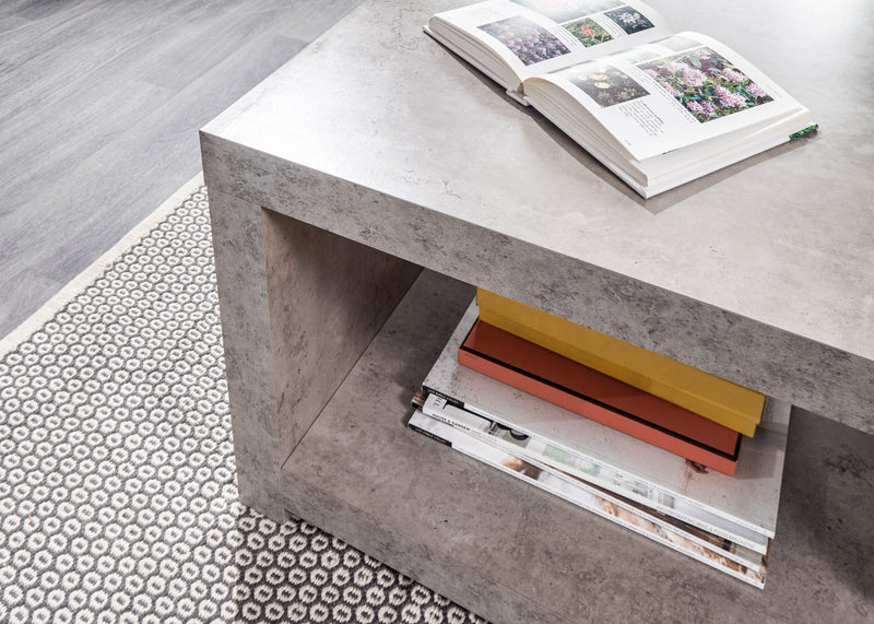 Bloc Coffee Table With Shelf Concrete