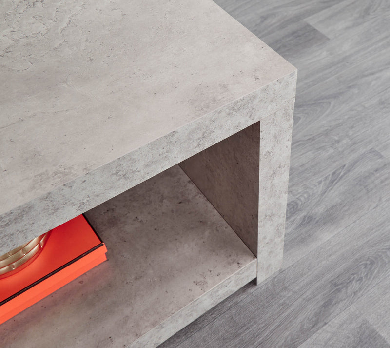 Bloc Coffee Table With Shelf Concrete