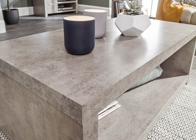 Bloc Coffee Table With Shelf Concrete