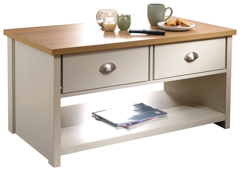 Lancaster 2 Drawer Coffee Table Cream