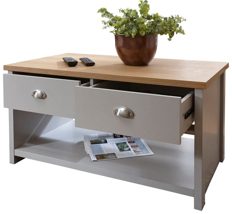 Lancaster 2 Drawer Coffee Table Grey