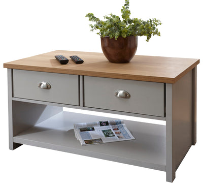 Lancaster 2 Drawer Coffee Table Grey