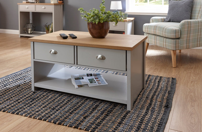 Lancaster 2 Drawer Coffee Table Grey