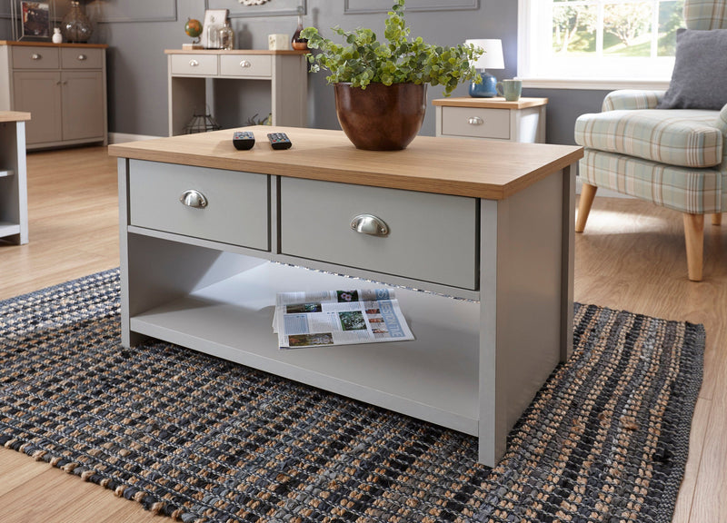 Lancaster 2 Drawer Coffee Table Grey