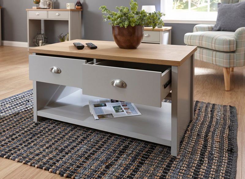 Lancaster 2 Drawer Coffee Table Grey