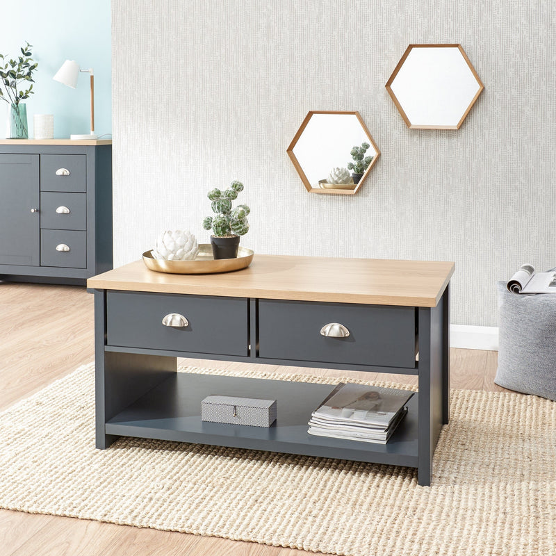 Lancaster 2 Drawer Coffee Table Slate Blue