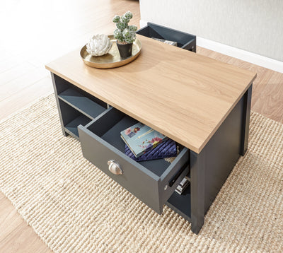 Lancaster 2 Drawer Coffee Table Slate Blue