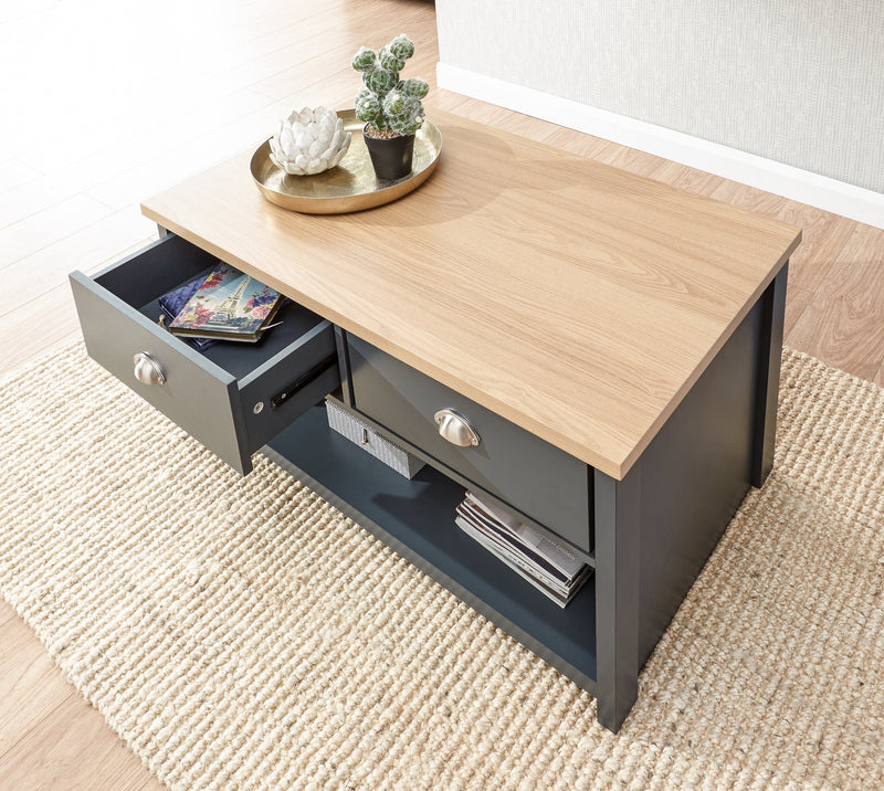 Lancaster 2 Drawer Coffee Table Slate Blue