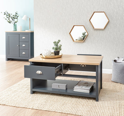 Lancaster 2 Drawer Coffee Table Slate Blue