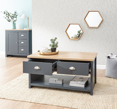 Lancaster 2 Drawer Coffee Table Slate Blue