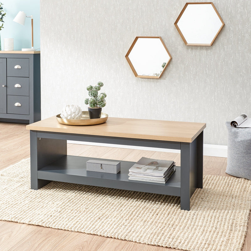 Lancaster Coffee Table With Shelf Slate Blue