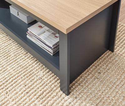 Lancaster Coffee Table With Shelf Slate Blue