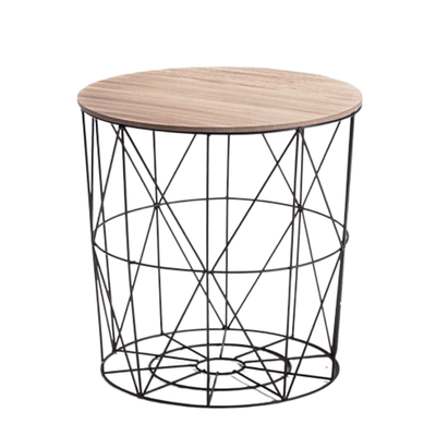 Cosmo Cage Table Black With Oak Finish Top