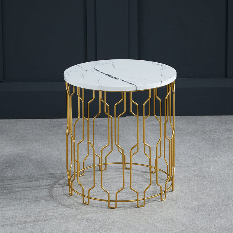 Grace End Table White Marble