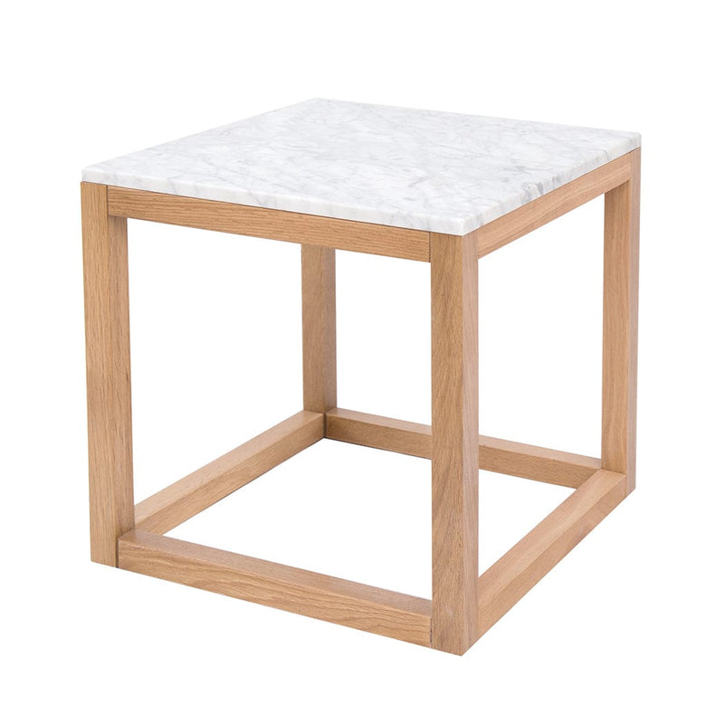 Harlow End Table Oak-White Marble Top