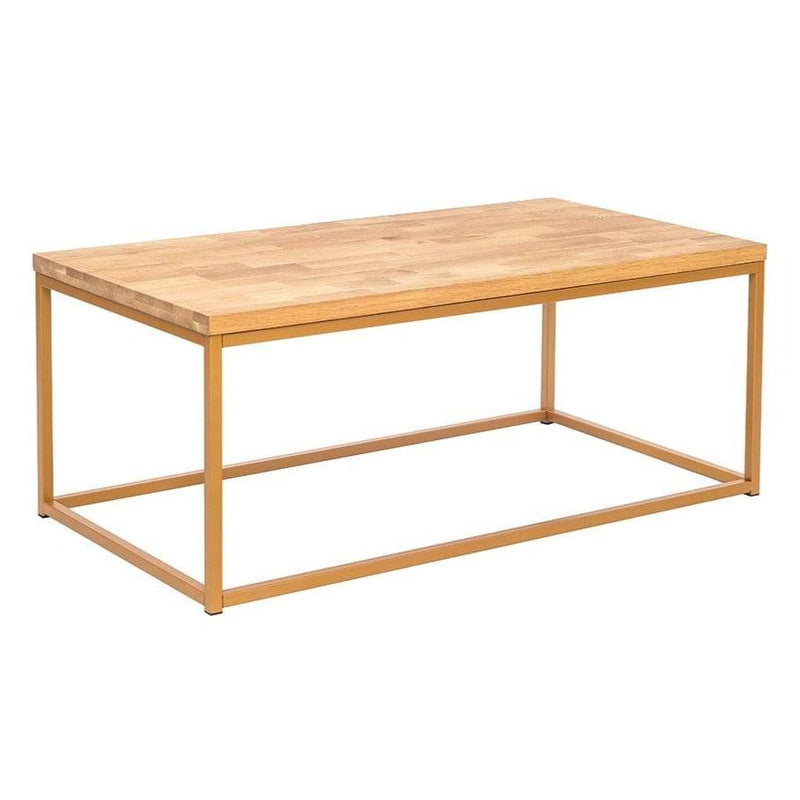 Mirelle Coffee Table Solid Oak Gold Metal Frame