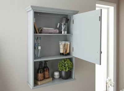 Colonial Mirrored Wall Storage Cabinet - Grey or White