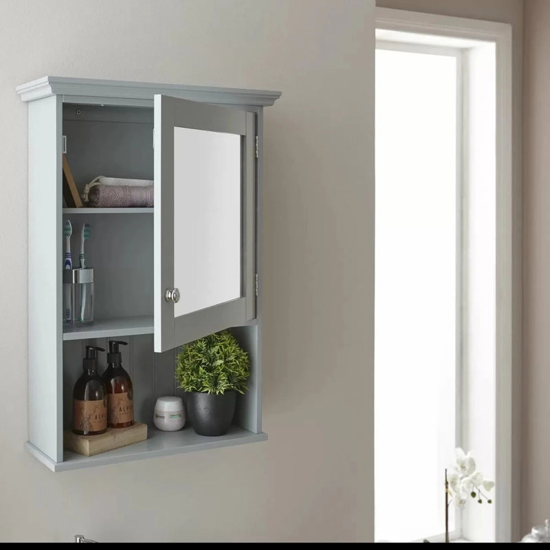 Colonial Mirrored Wall Storage Cabinet - Grey or White