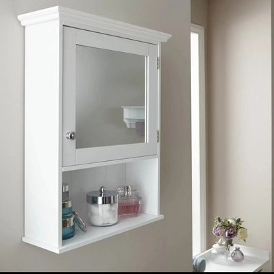 Colonial Mirrored Wall Storage Cabinet - Grey or White