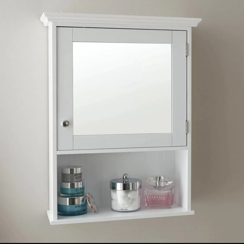 Colonial Mirrored Wall Storage Cabinet - Grey or White