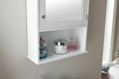 Colonial Mirrored Wall Storage Cabinet - Grey or White