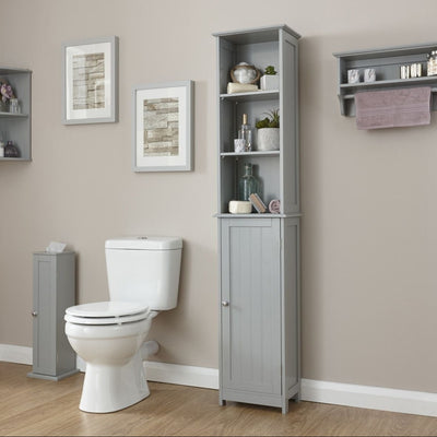 Colonial Tall Bathroom Storage Cupboard - Grey or White