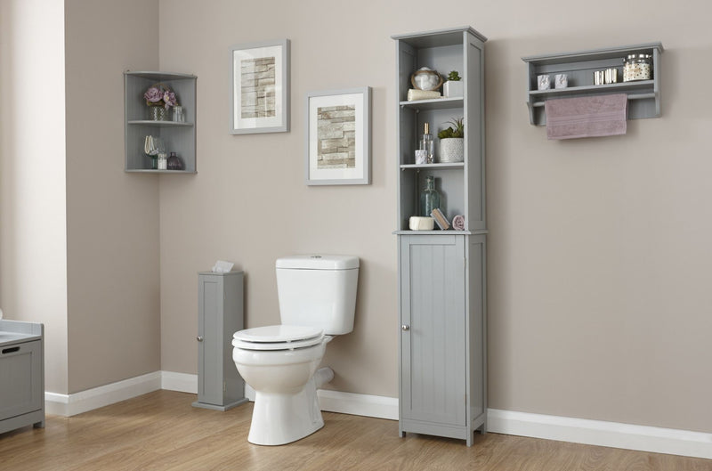 Colonial Tall Bathroom Storage Cupboard - Grey or White