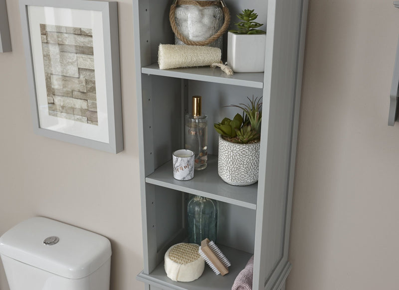 Colonial Tall Bathroom Storage Cupboard - Grey or White