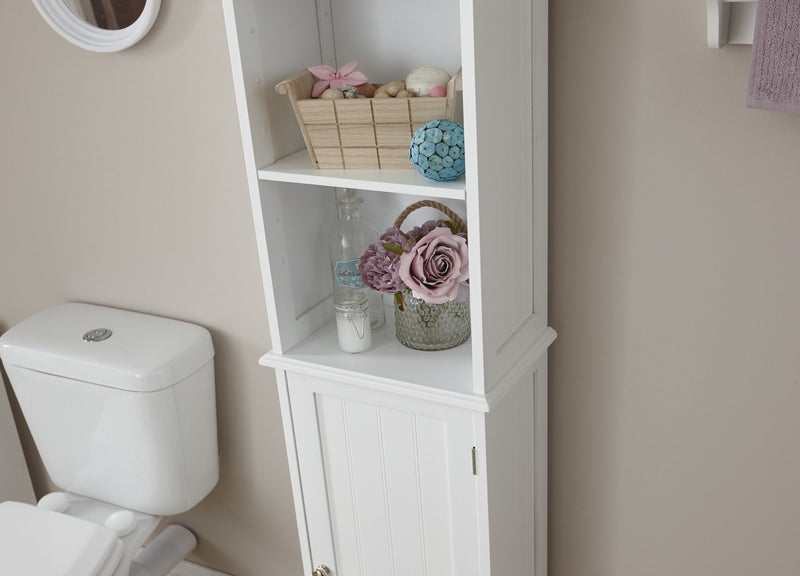 Colonial Tall Bathroom Storage Cupboard - Grey or White